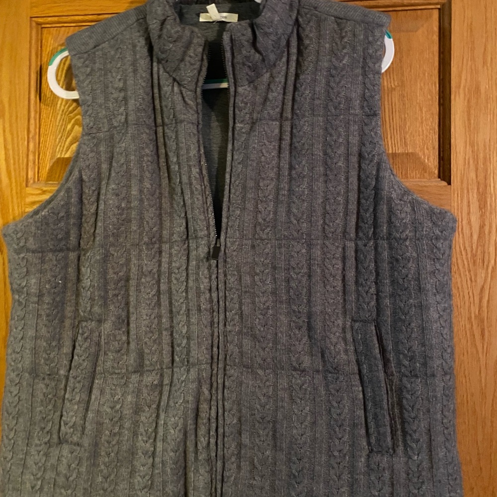 Maurices Heather Gray Quilted Cable-Knit Vest